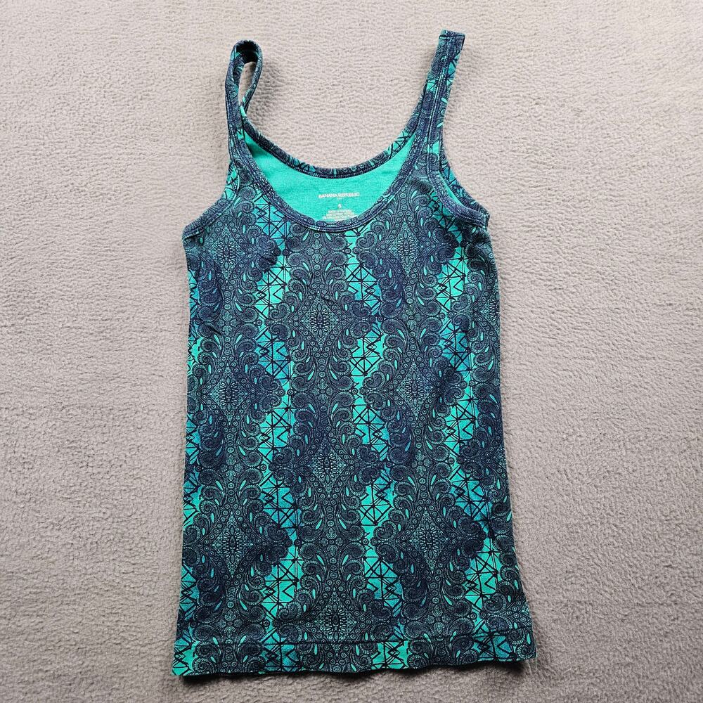 Banana Republic Tank Top Misses Junior Small Paisley Teal Blue
